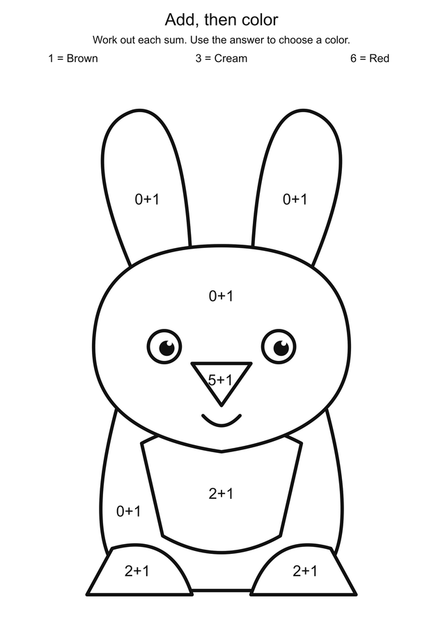 Garden rabbit: addition color code printable activity preview