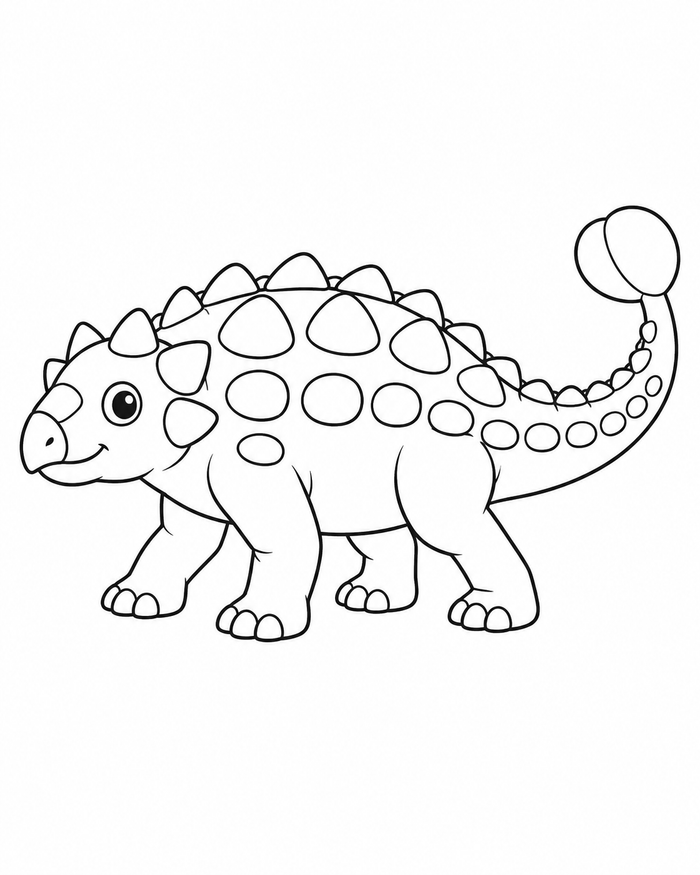 Baby ankylosaurus coloring preview