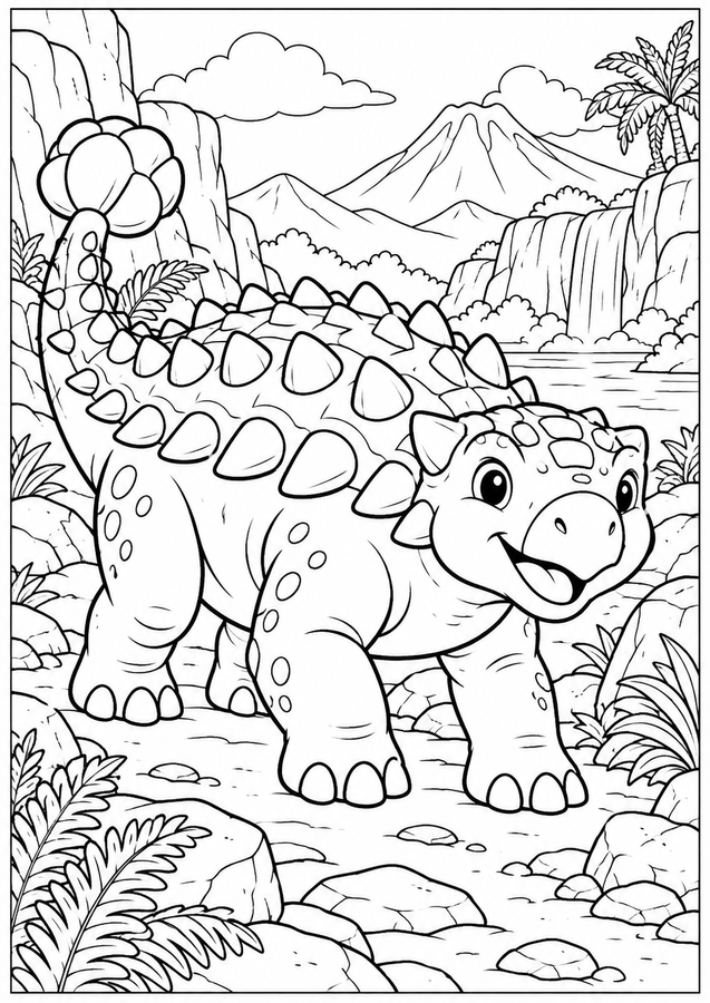Armored dinosaur on a trail printable activity preview