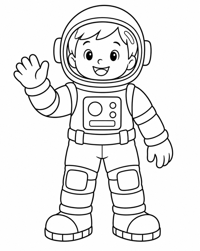 Astronaut waving coloring preview