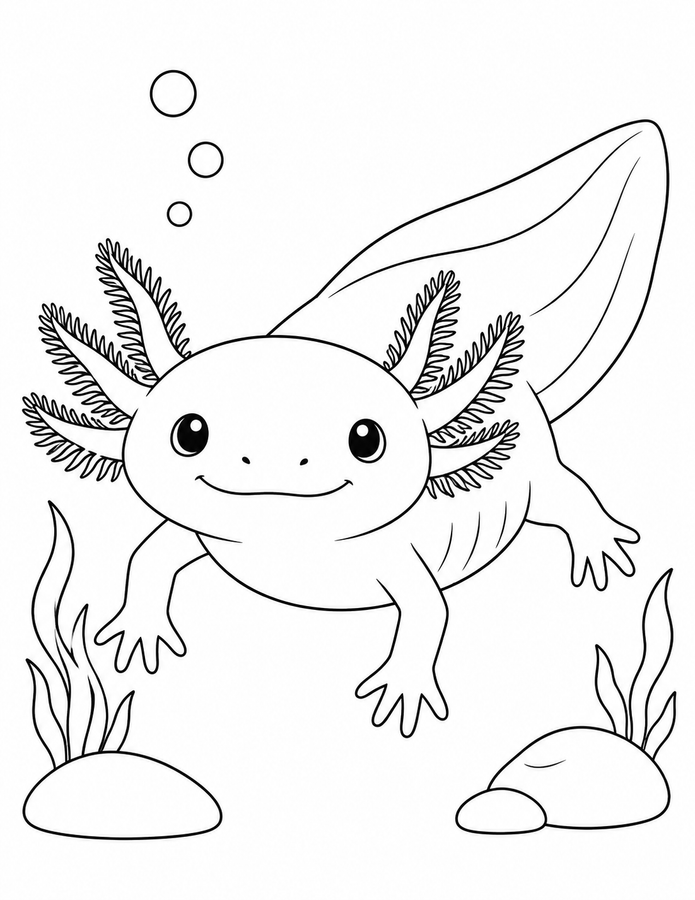 Axolotl and Bubbles printable activity preview