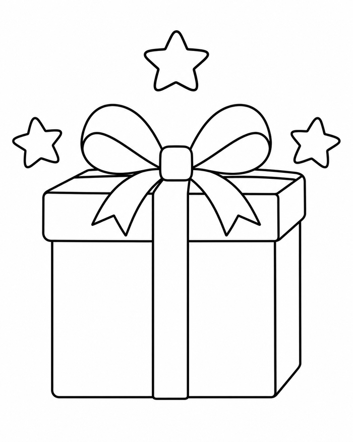 Birthday present with a bow coloring preview