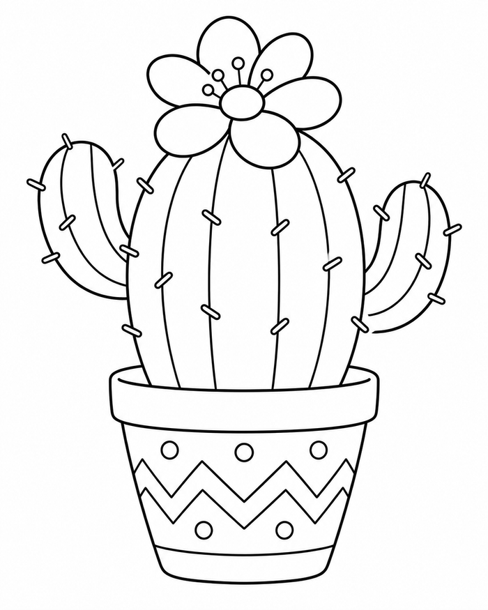 Flowering cactus coloring preview