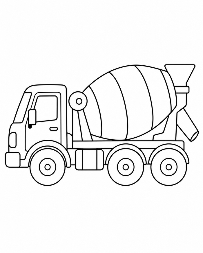 Cement mixer truck coloring preview