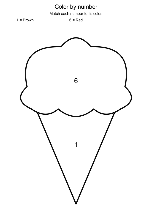 Ice cream cone: color by number printable activity preview