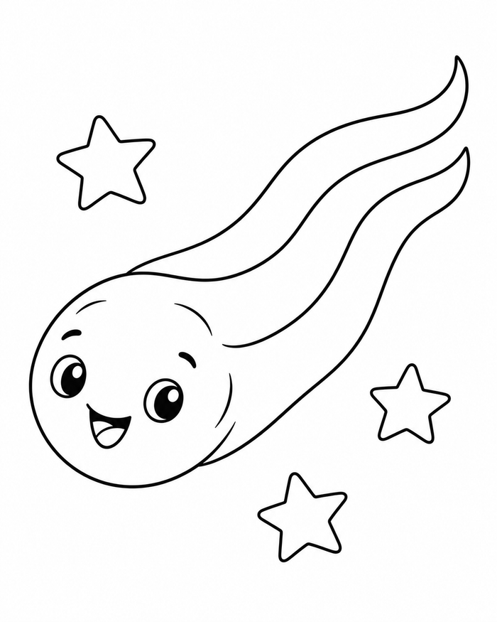 Comet through space coloring preview