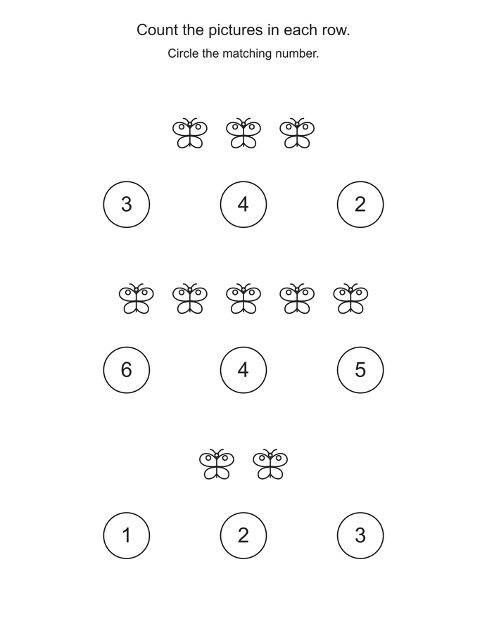 Count and circle butterflies printable activity preview