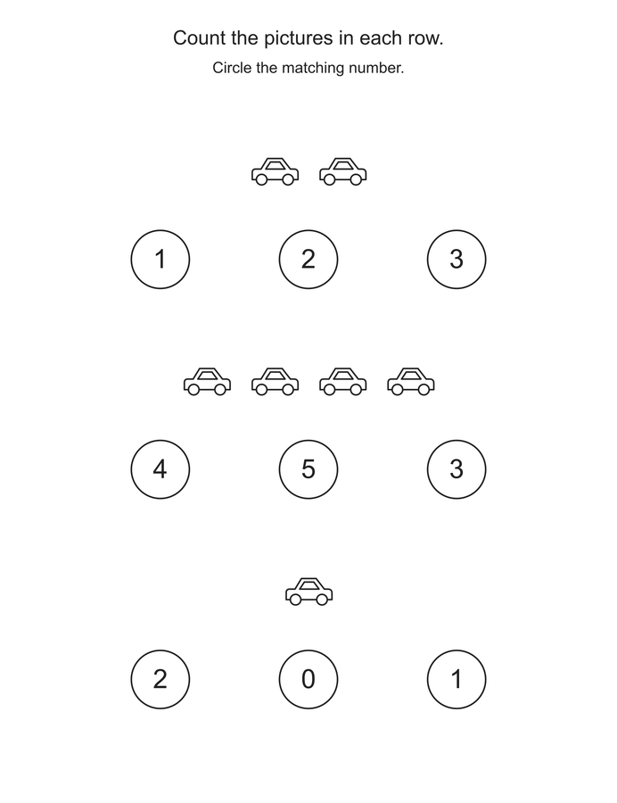 Count and circle cars printable activity preview