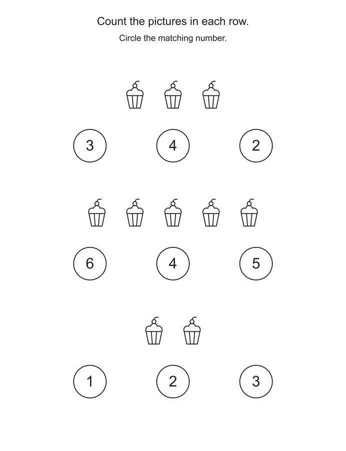 Count and circle cupcakes printable activity preview