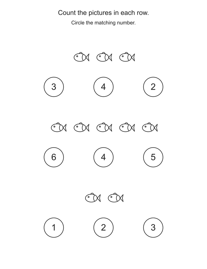 Count and circle fish printable activity preview