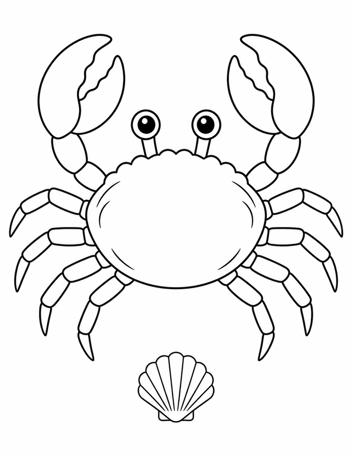 Crab on the beach coloring preview