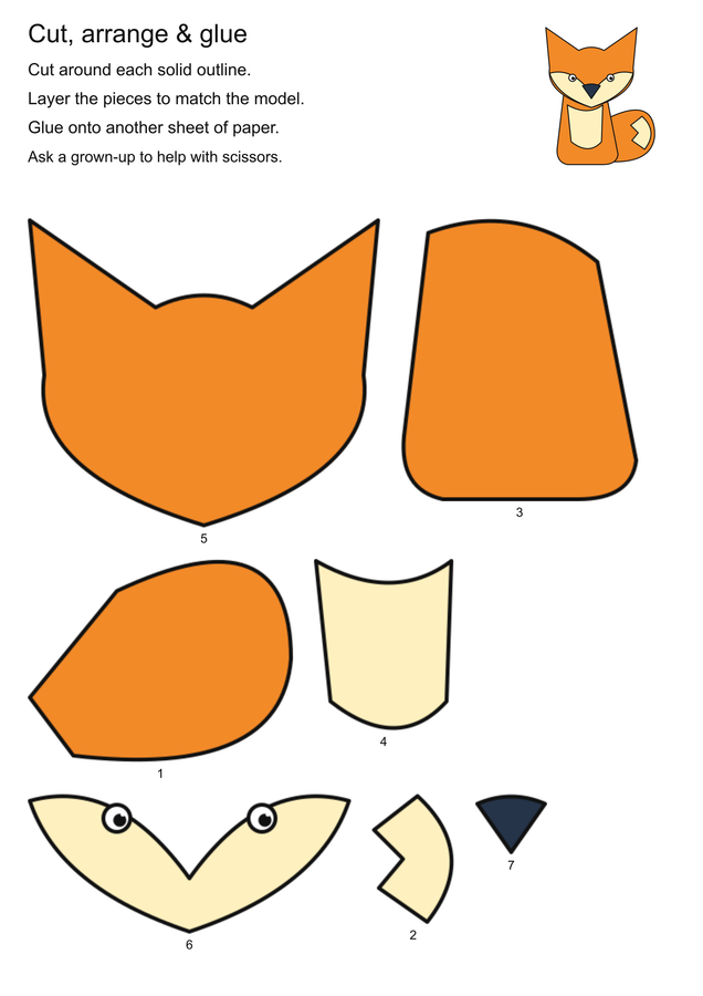 Forest fox: cut and paste craft printable activity preview