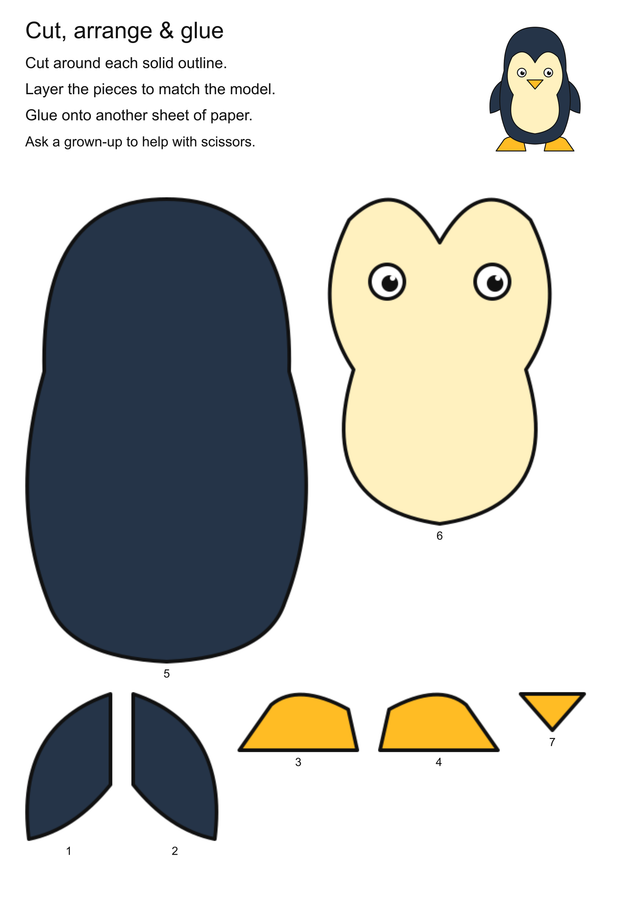 Polar penguin: cut and paste craft printable activity preview