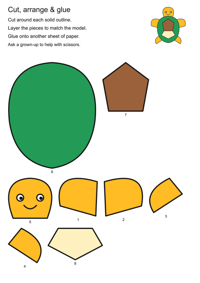 Sea turtle: cut and paste craft printable activity preview