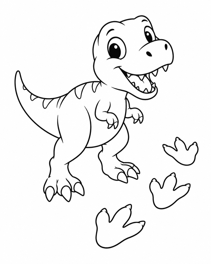 Dinosaur footprint trail coloring preview