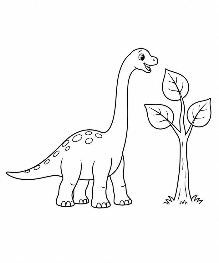 Diplodocus eating leaves coloring preview