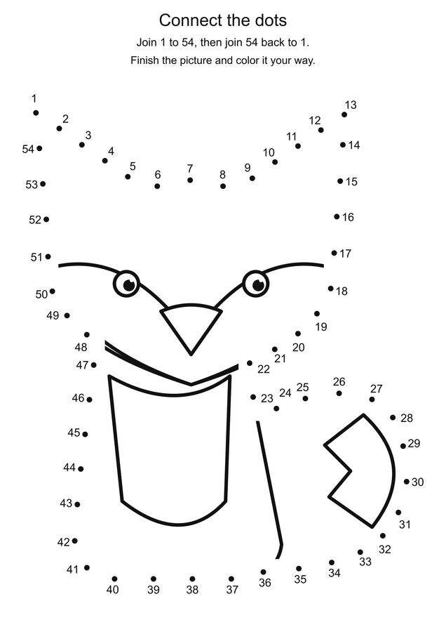 Forest fox: connect 54 dots printable activity preview