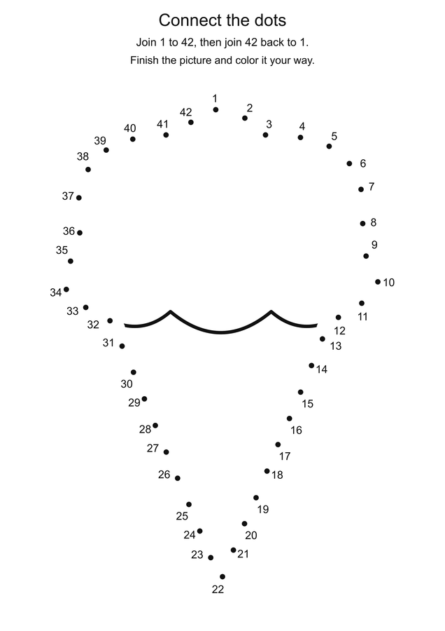 Ice cream cone: connect 42 dots printable activity preview