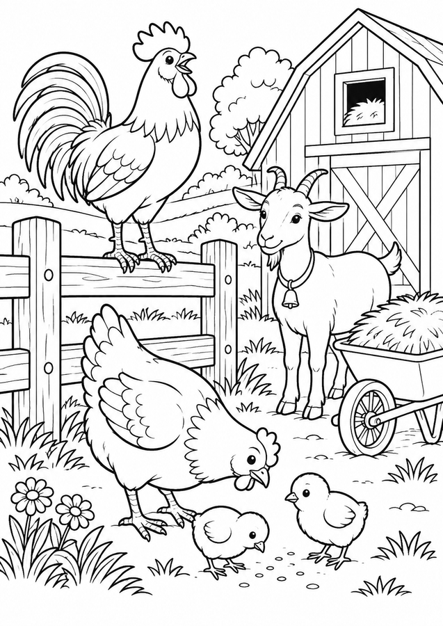 Farmyard morning with a rooster printable activity preview
