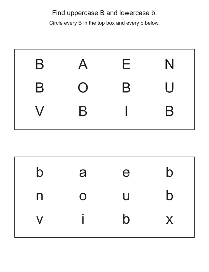 Find the letter B printable activity preview