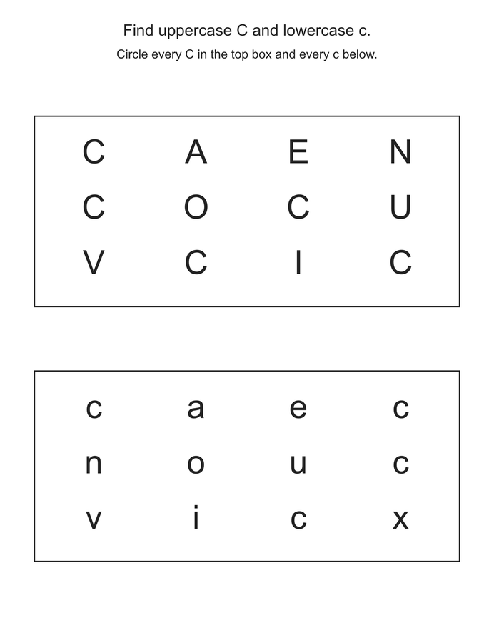 Find the letter C printable activity preview