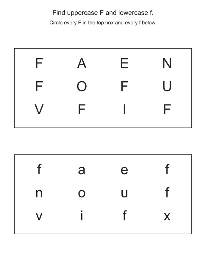 Find the letter F printable activity preview