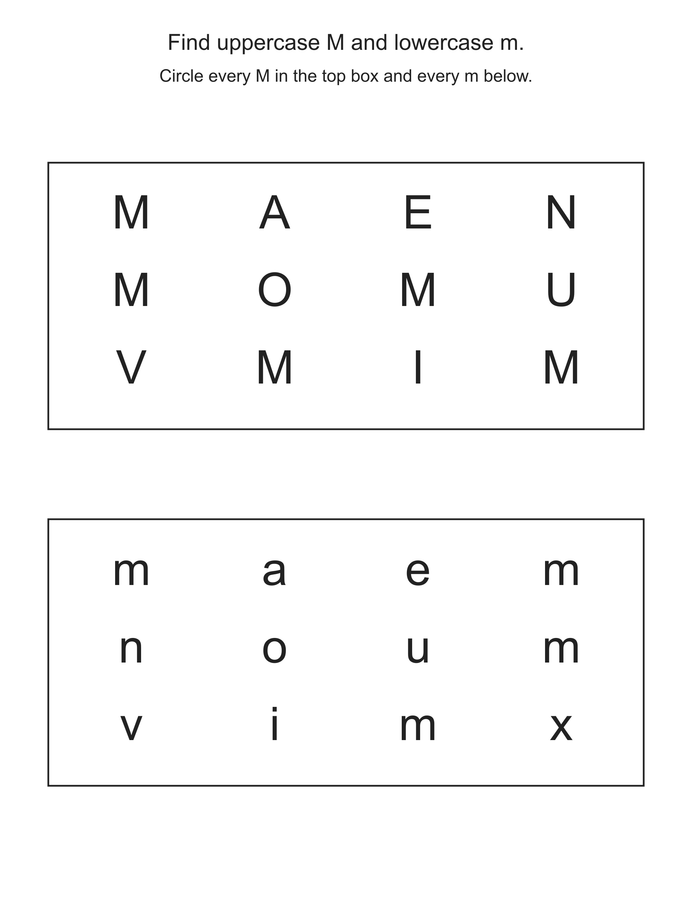 Find the letter M printable activity preview