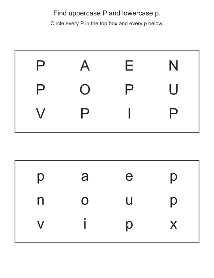 Find the letter P printable activity preview