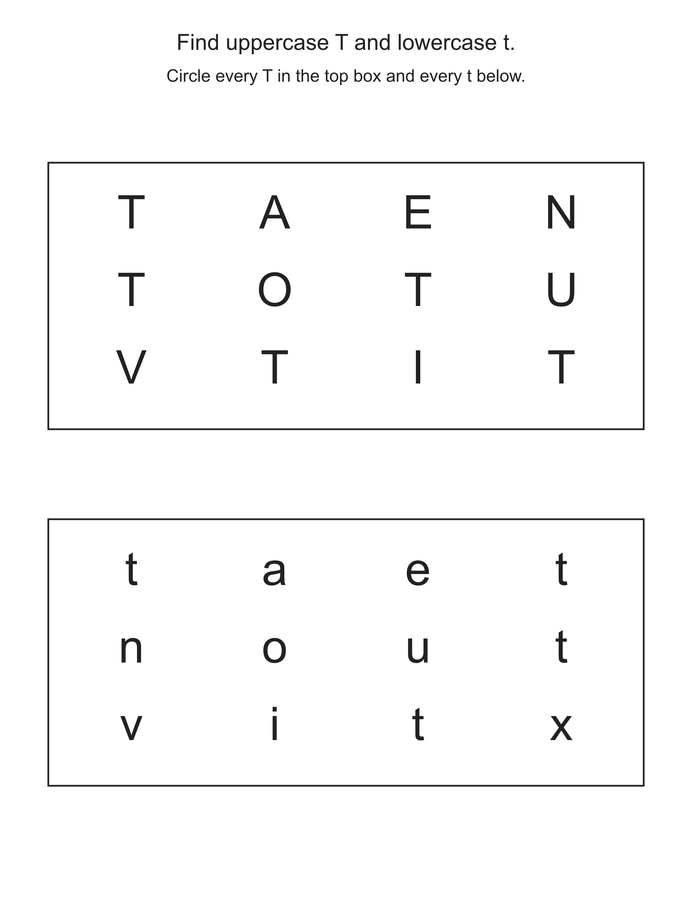 Find the letter T printable activity preview