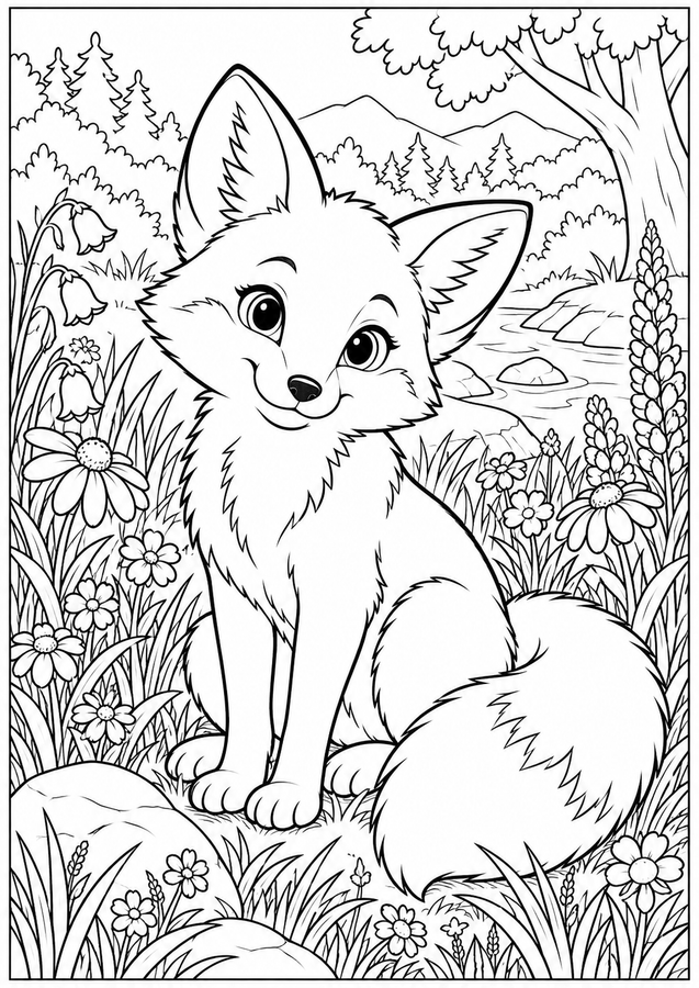 Fox in the wildflowers printable activity preview