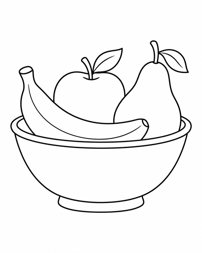 Fruit bowl coloring preview