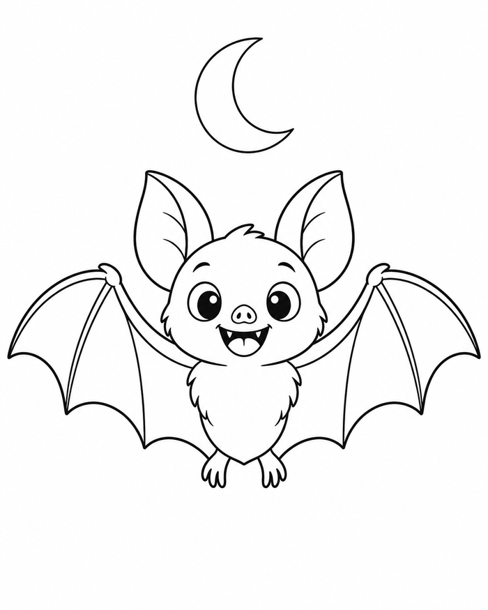 Friendly Halloween bat coloring preview