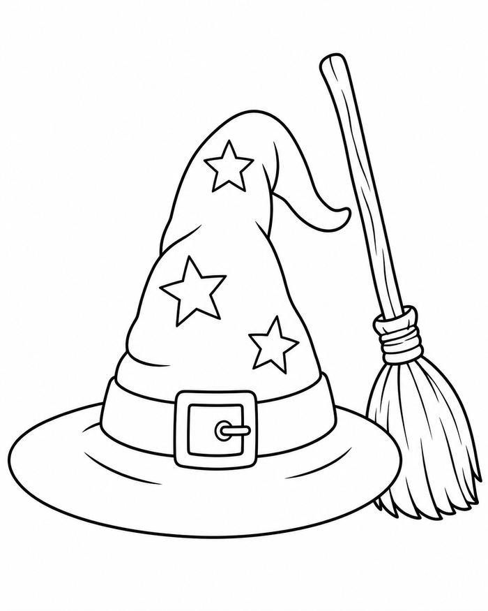 Little witch hat coloring preview