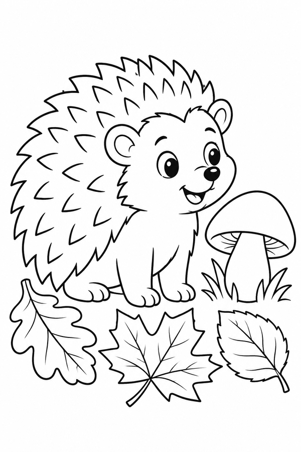 Hedgehog and autumn leaves printable activity preview