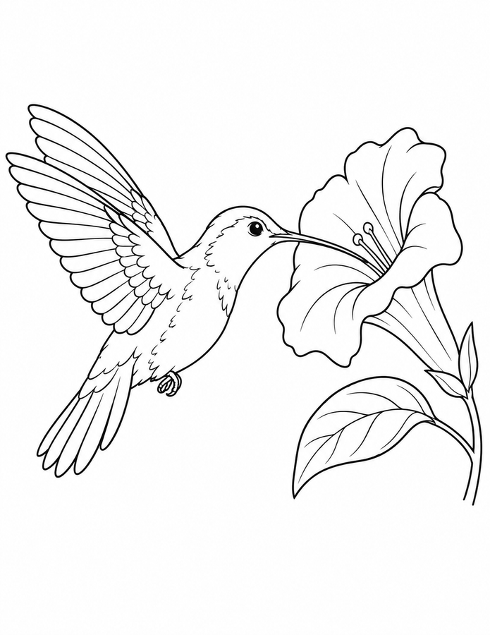 Hummingbird and Flower printable activity preview