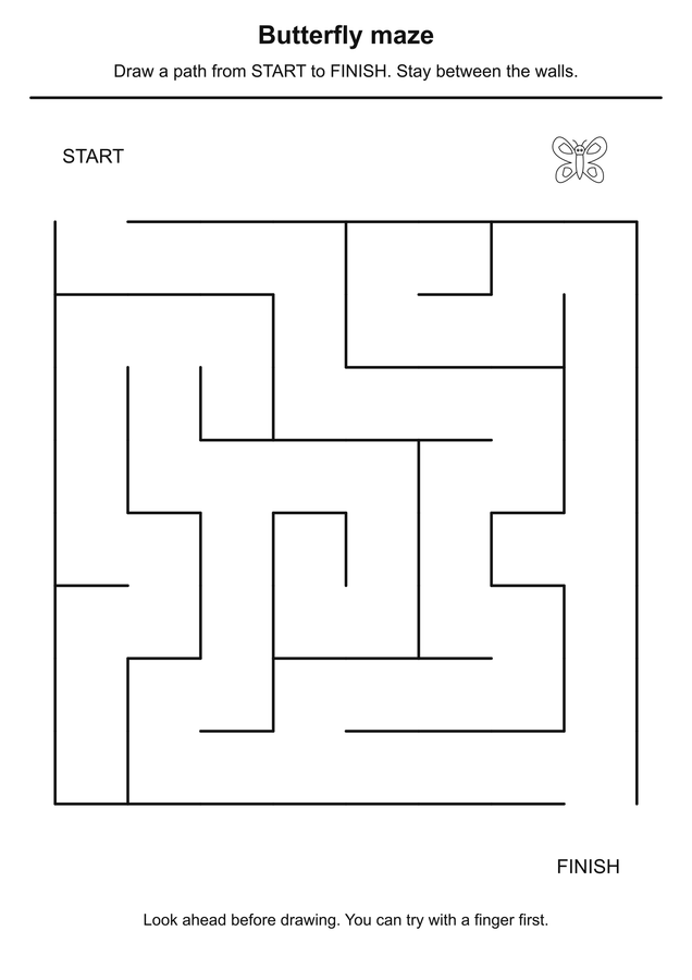 Butterfly maze printable activity preview