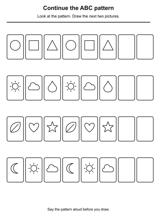 Continue the ABC pattern printable activity preview