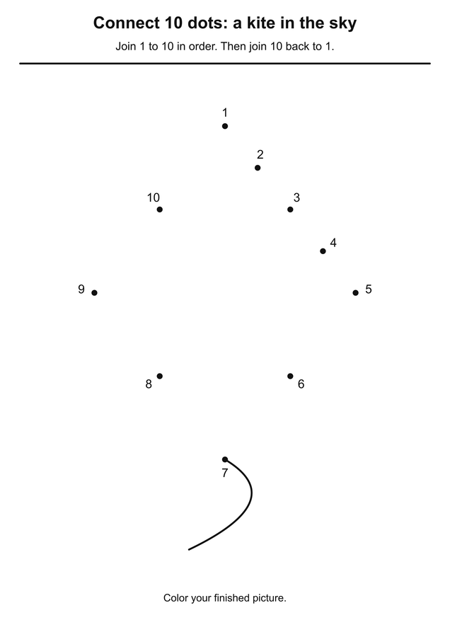 Easy dots 10 a kite in the sky printable activity preview