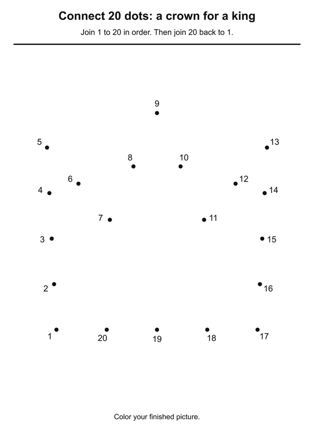Easy dots 20 a crown for a king printable activity preview