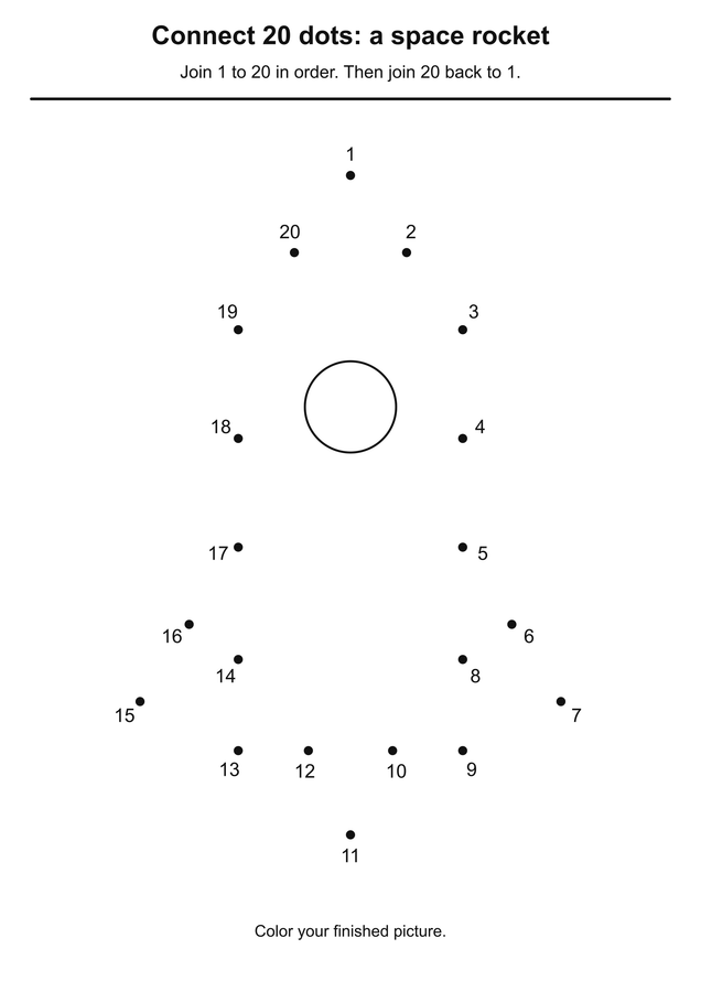 Easy dots 20 a space rocket printable activity preview