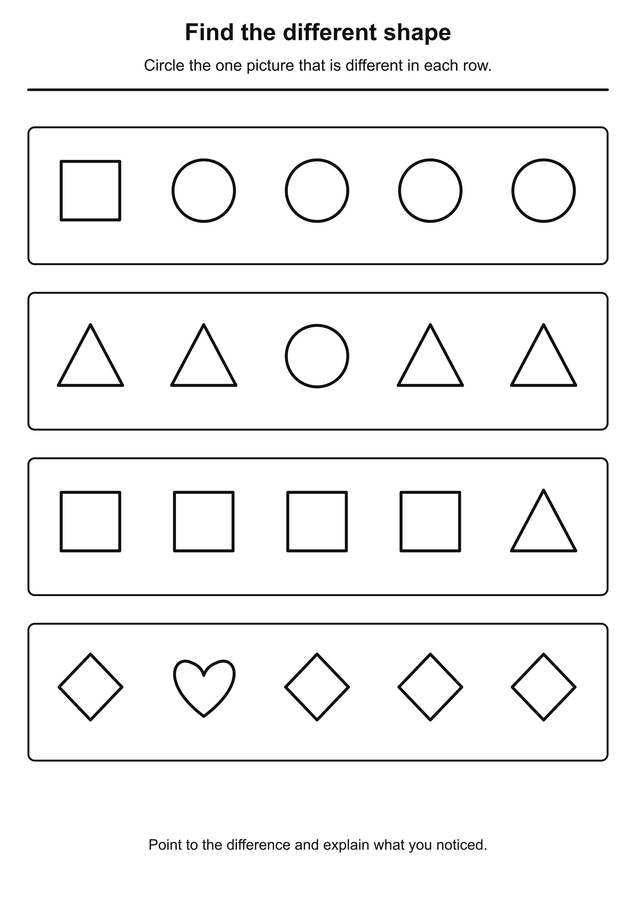 Find the different shape printable activity preview