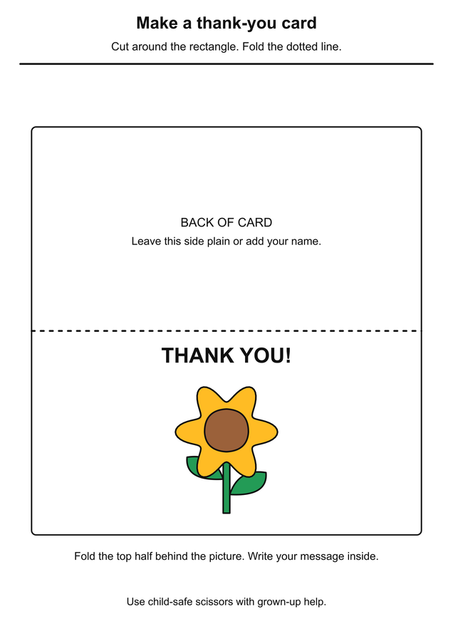Fold a flower thank-you card printable activity preview