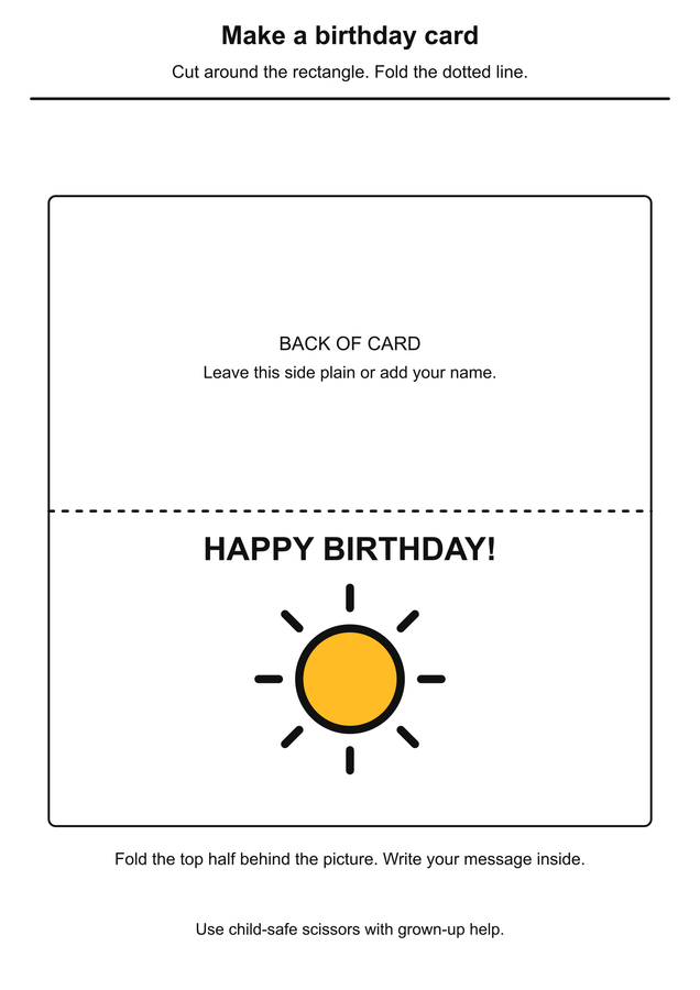 Fold a sunshine birthday card printable activity preview