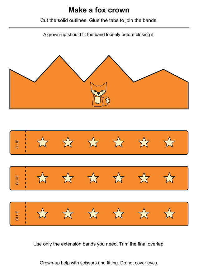 Fox paper crown printable activity preview