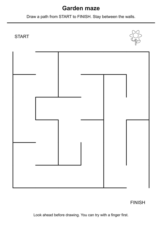 Garden maze printable activity preview