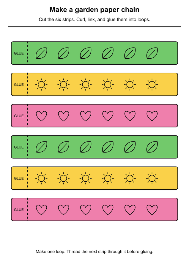 Garden paper chain printable activity preview