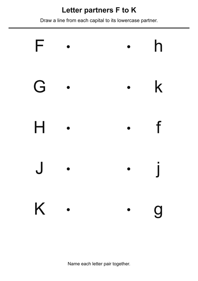Letter partners F to K printable activity preview