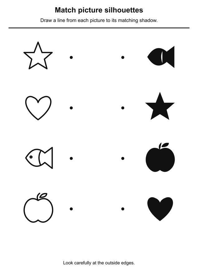 Match picture silhouettes printable activity preview