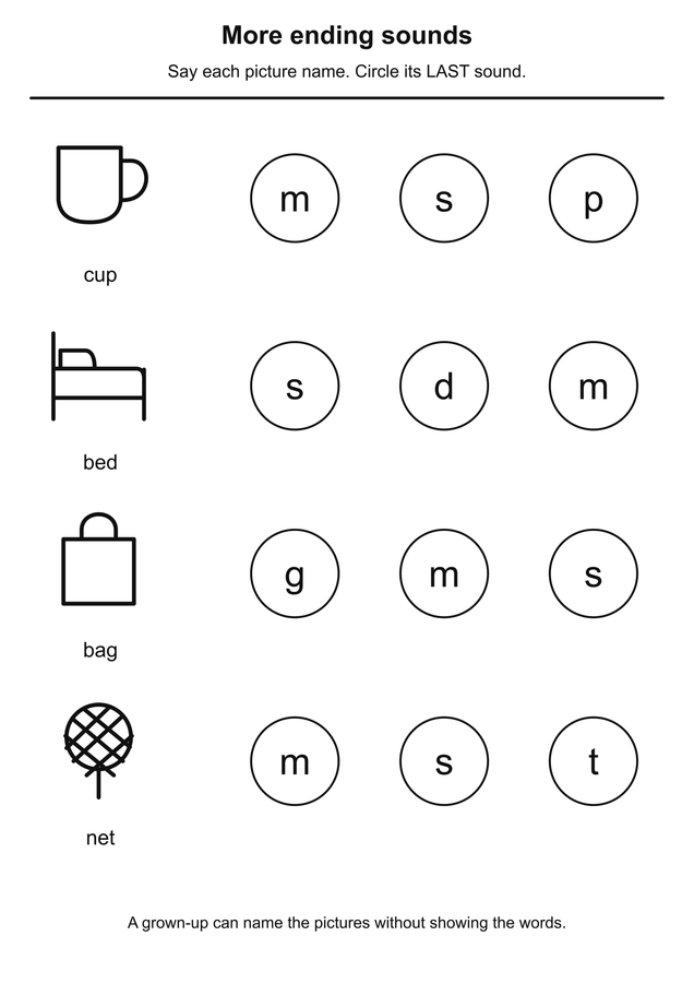 More ending sounds printable activity preview