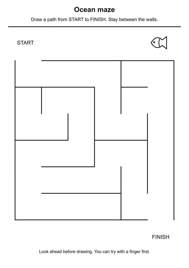 Ocean maze printable activity preview